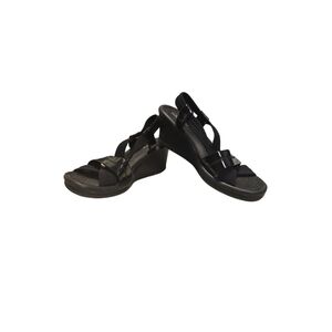 Skechers Black Wedge Sling Back Sandals